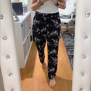 Cynthia Rowley Black Pants with Floral Print